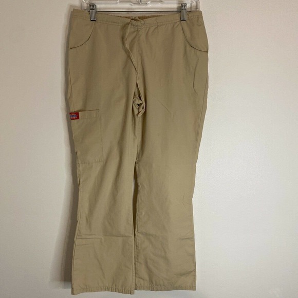 Dickies Scrub Bottom Medical Uniform Khaki Drawstring Pants Small - Picture 1 of 11
